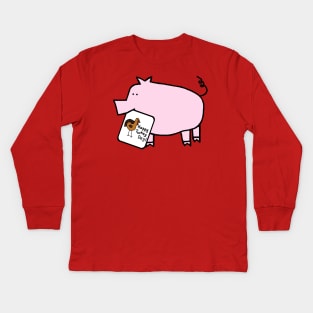 Cute Pig With Thanksgiving Turkey Greetings Kids Long Sleeve T-Shirt